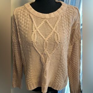 Mudd Cable Knit Crewneck Sweater - Camel